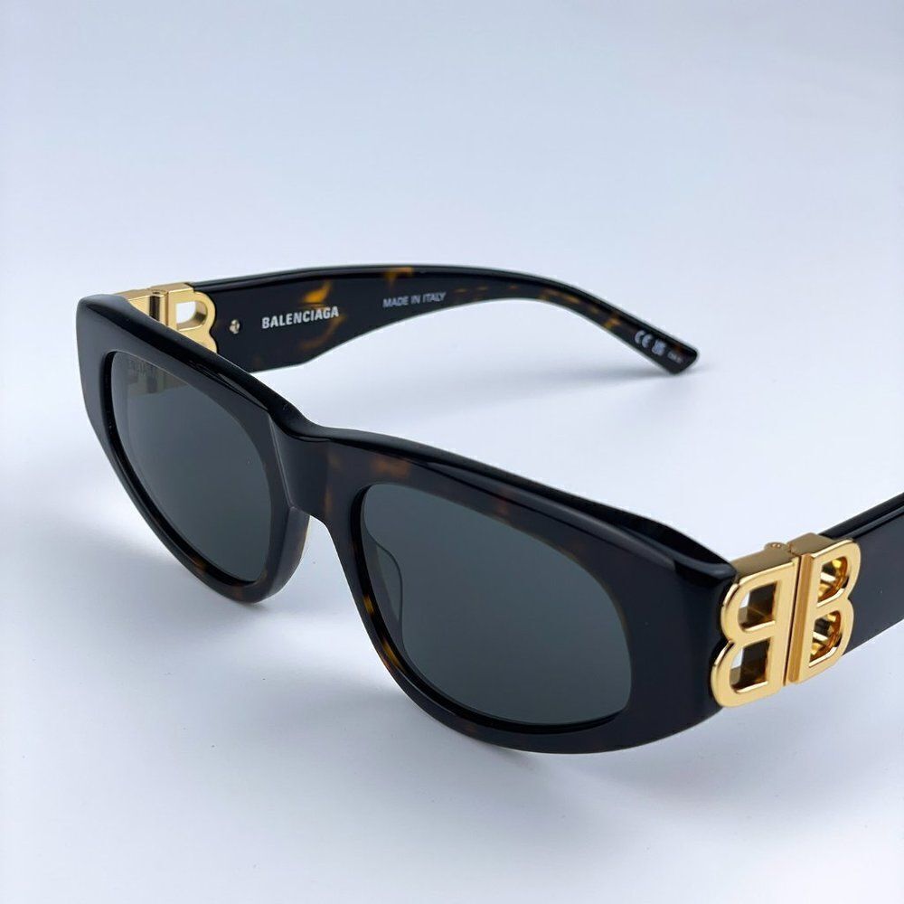 NEW Balenciaga BB0095S 002 Havana Brown Gold Green Cat Eye Unisex Sunglasses - Picture 10 of 14